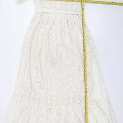 AFRA Line Women Ivory Lace Maxi Dress Size 8 Long Sleeve Formal