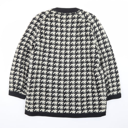 Windsmoor Women Black Houndstooth Wool Blend Mid-Length Coat Size 12
