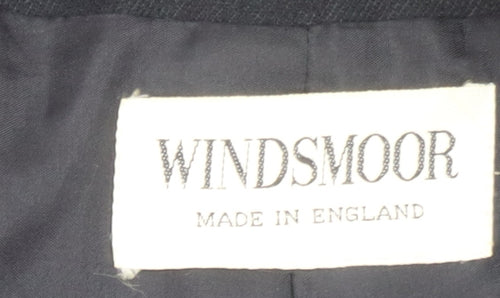 Windsmoor Women Black Houndstooth Wool Blend Mid-Length Coat Size 12