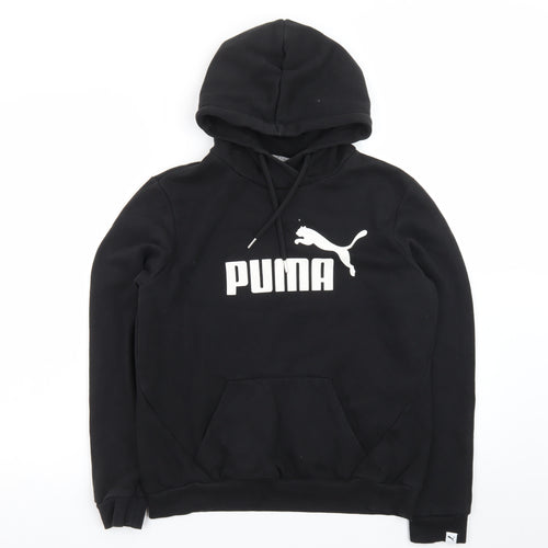 Puma Womens Black Size 12 Pullover Hoodie with Logo Print