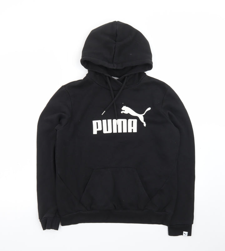 Puma Womens Black Size 12 Pullover Hoodie with Logo Print