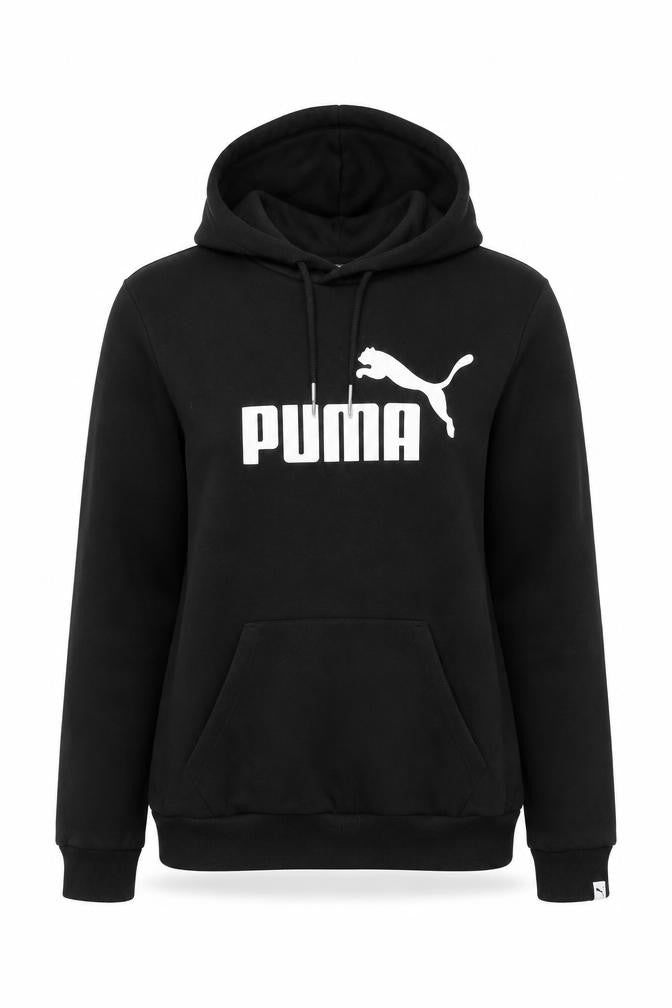 Puma Womens Black Size 12 Pullover Hoodie with Logo Print