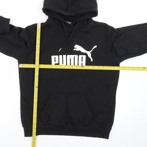 Puma Womens Black Size 12 Pullover Hoodie with Logo Print