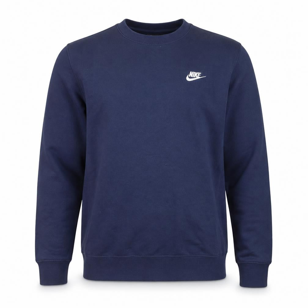 Front view of Nike Men's Blue Crew Neck Pullover Sweatshirt, size M