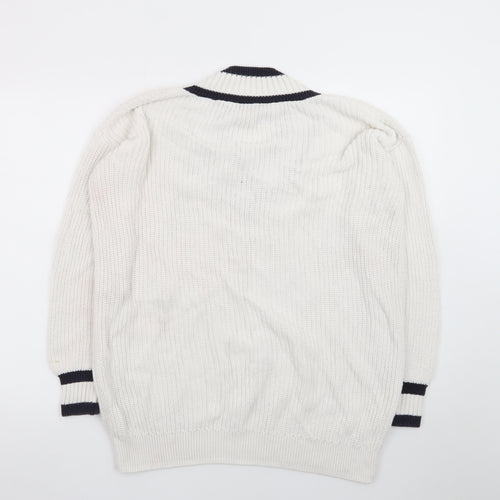 Marks and Spencer Men's White V-Neck Cotton Cricket Jumper M