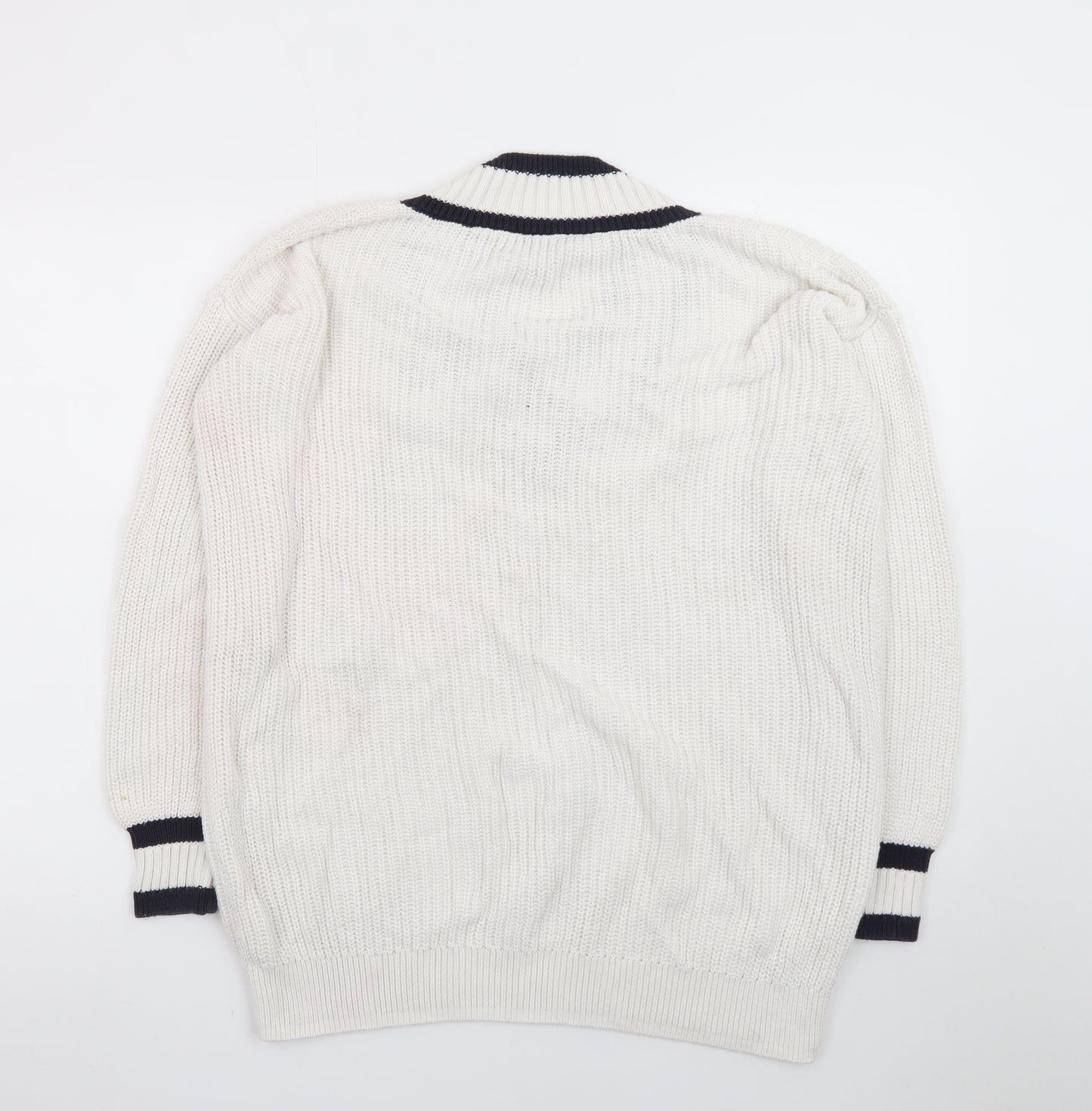 Marks and Spencer Men's White V-Neck Cotton Cricket Jumper M