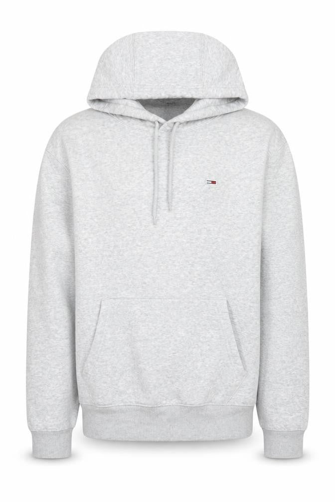 Front view of Tommy Jeans Men's Grey Pullover Hoodie Small Regular Fit