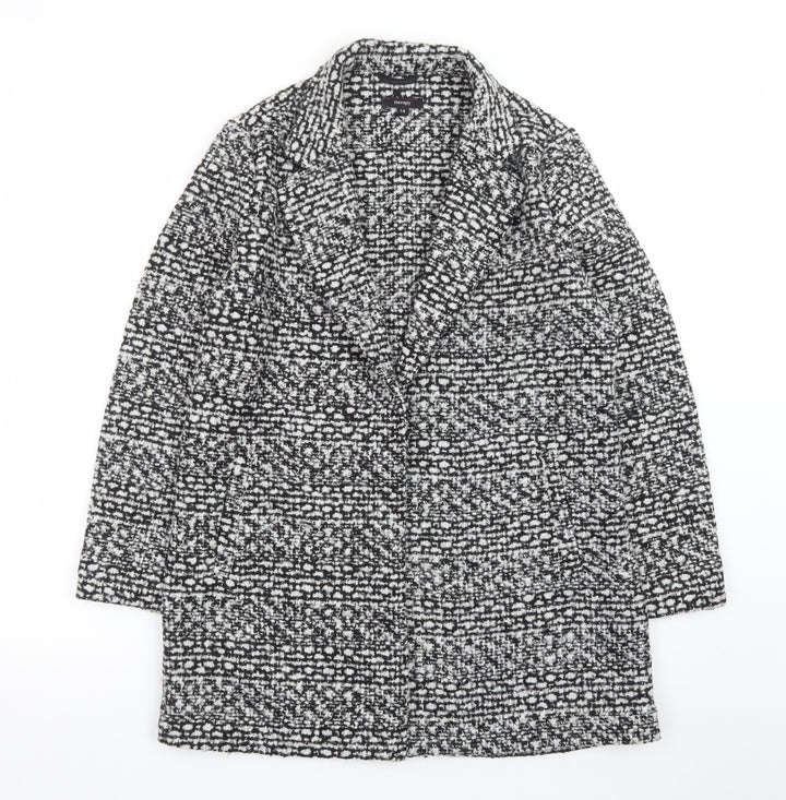 Therapy Women's Black Tweed Mid-Length Overcoat Size 14