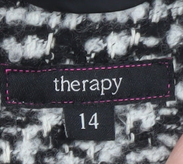 Therapy Women's Black Tweed Mid-Length Overcoat Size 14