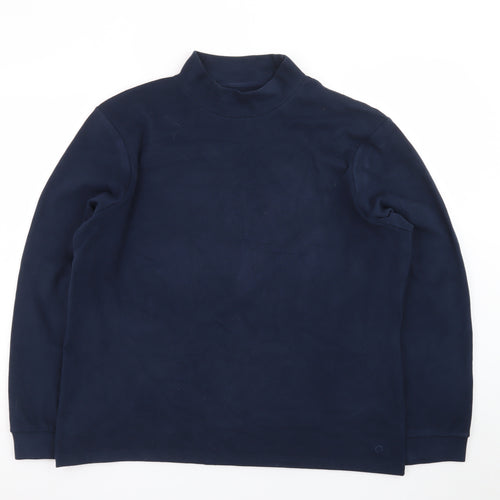 Marks and Spencer Mens Blue Roll Neck Long Sleeve T-Shirt Size L