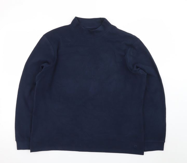 Marks and Spencer Mens Blue Roll Neck Long Sleeve T-Shirt Size L
