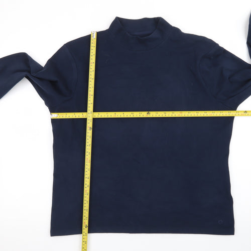 Marks and Spencer Mens Blue Roll Neck Long Sleeve T-Shirt Size L