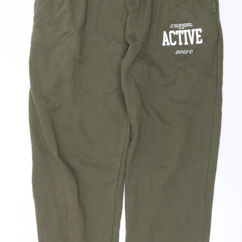 boohooMAN Men's Green Jogger Sweatpants L Regular Fit Casual