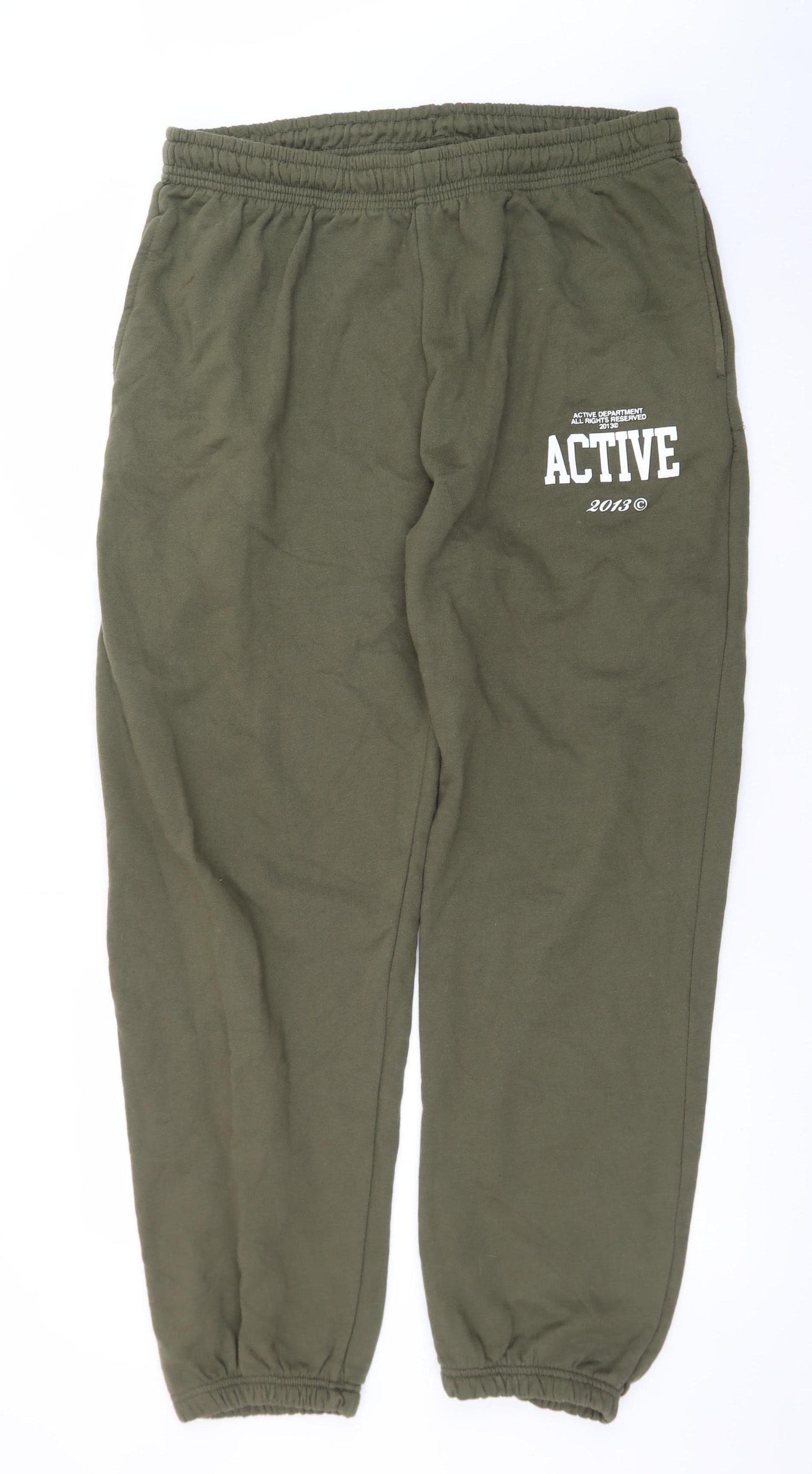 boohooMAN Men's Green Jogger Sweatpants L Regular Fit Casual