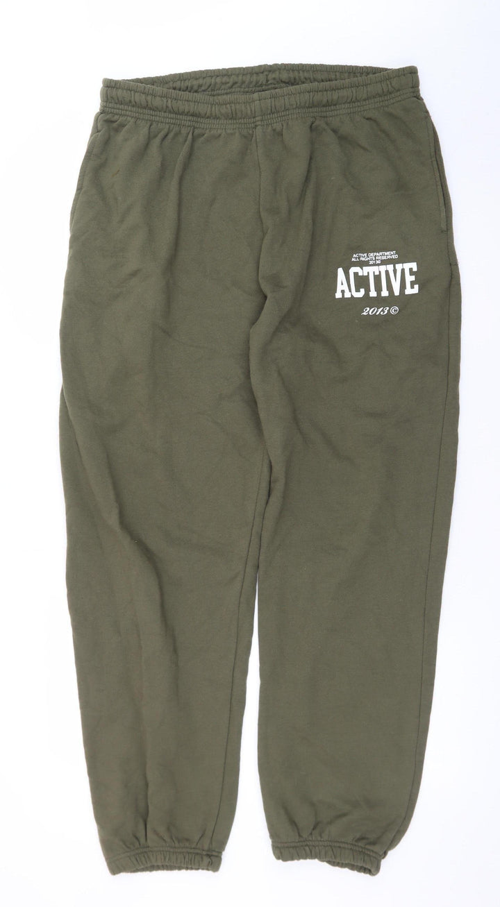 boohooMAN Men's Green Jogger Sweatpants L Regular Fit Casual