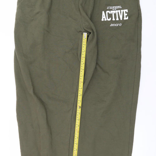 boohooMAN Men's Green Jogger Sweatpants L Regular Fit Casual