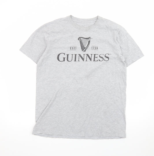 Guinness Men's Grey Short Sleeve Graphic T-Shirt Large
