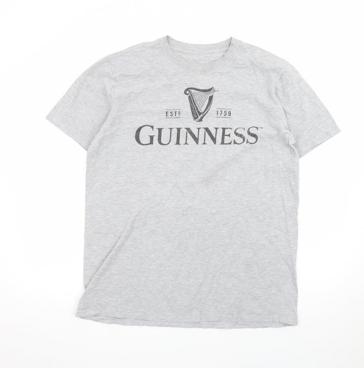 Guinness Men's Grey Short Sleeve Graphic T-Shirt Large