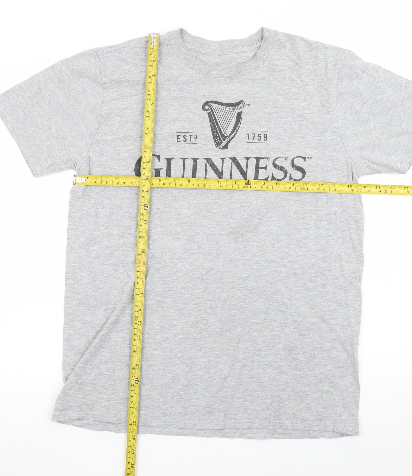 Guinness Men's Grey Short Sleeve Graphic T-Shirt Large