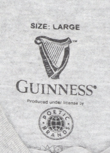Guinness Men's Grey Short Sleeve Graphic T-Shirt Large
