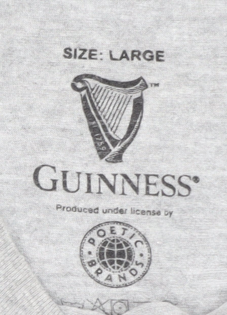 Guinness Men's Grey Short Sleeve Graphic T-Shirt Large