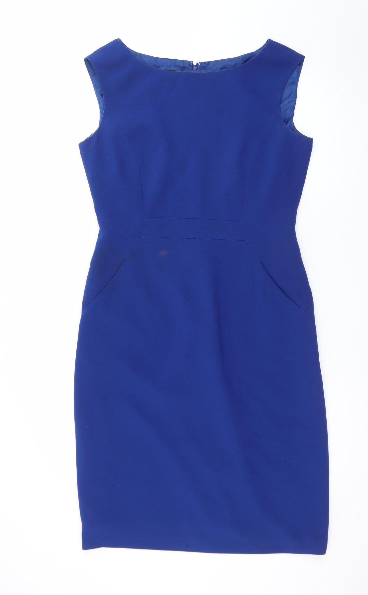 Hobbs Women Blue Size 12 Sleeveless Sheath Knee Length Dress