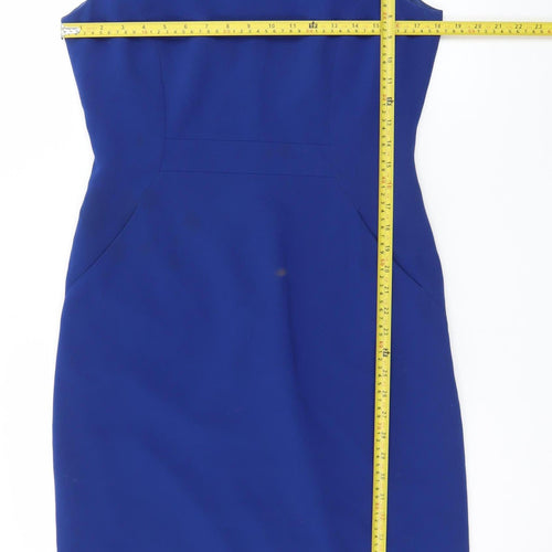 Hobbs Women Blue Size 12 Sleeveless Sheath Knee Length Dress