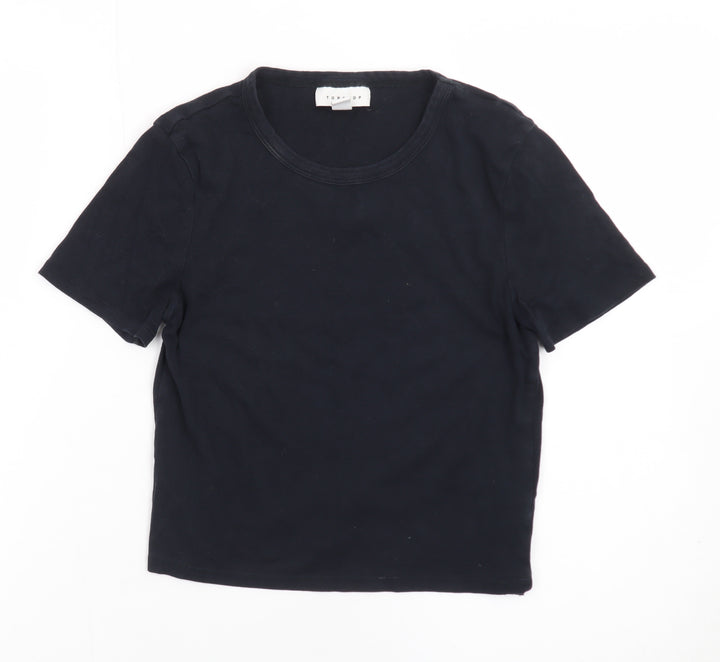 Topshop Women’s Black Basic Tall Cotton Crew Neck T-Shirt UK 10