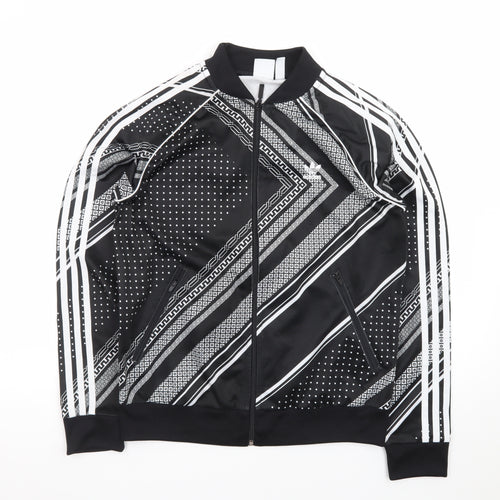Adidas Mens Black Geometric Bomber Jacket XL Full Zip Sportswear
