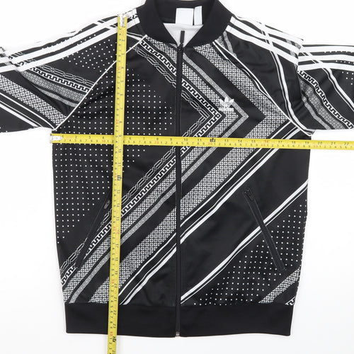 Adidas Mens Black Geometric Bomber Jacket XL Full Zip Sportswear