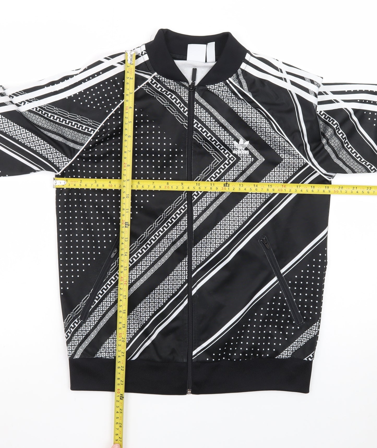 Adidas Mens Black Geometric Bomber Jacket XL Full Zip Sportswear