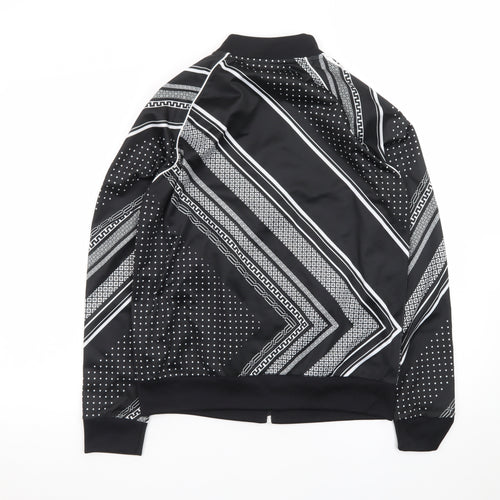 Adidas Mens Black Geometric Bomber Jacket XL Full Zip Sportswear
