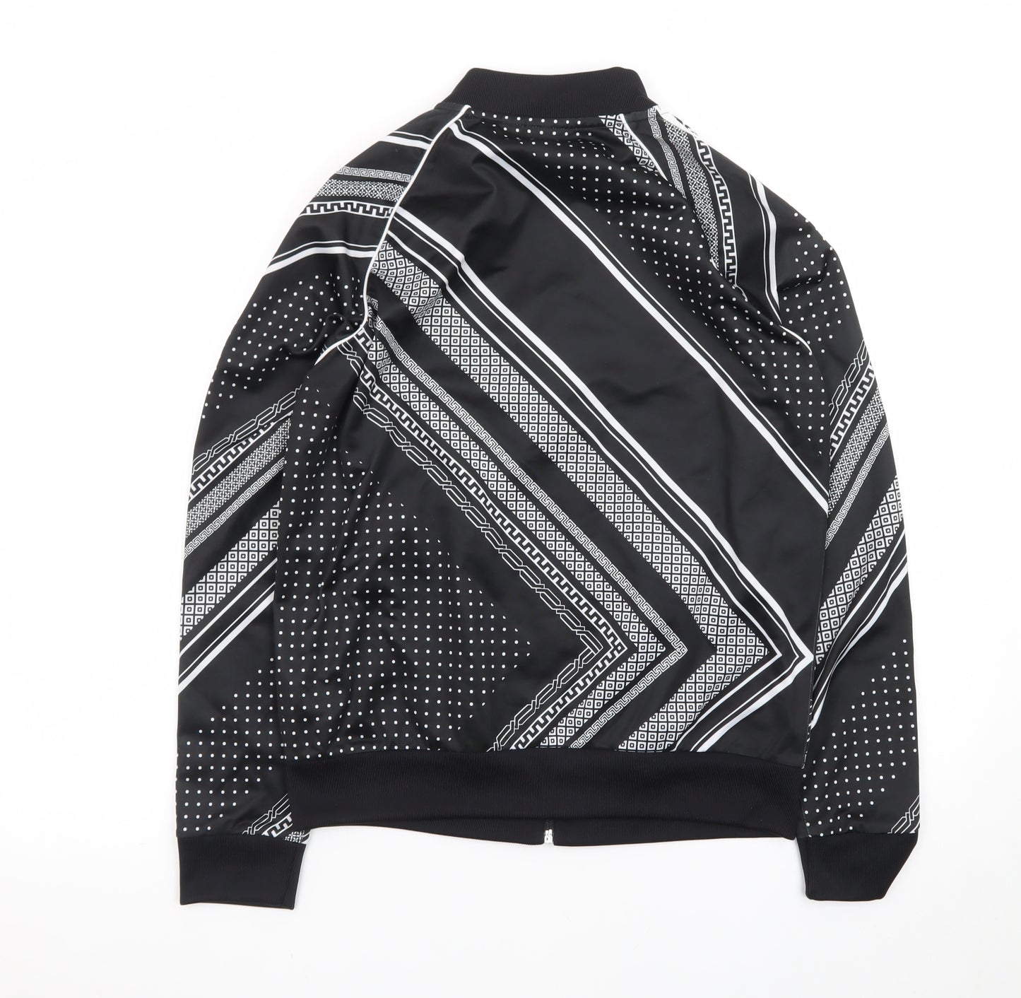 Adidas Mens Black Geometric Bomber Jacket XL Full Zip Sportswear