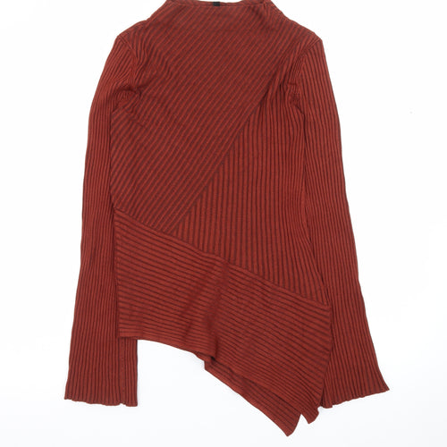 Topshop Women Brown Size 8 Asymmetric Ribbed Knit Dress