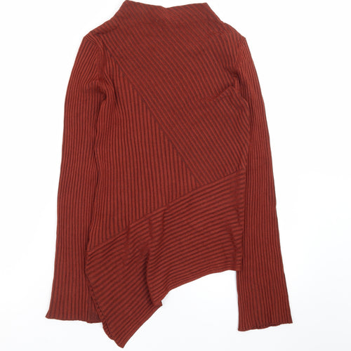 Topshop Women Brown Size 8 Asymmetric Ribbed Knit Dress