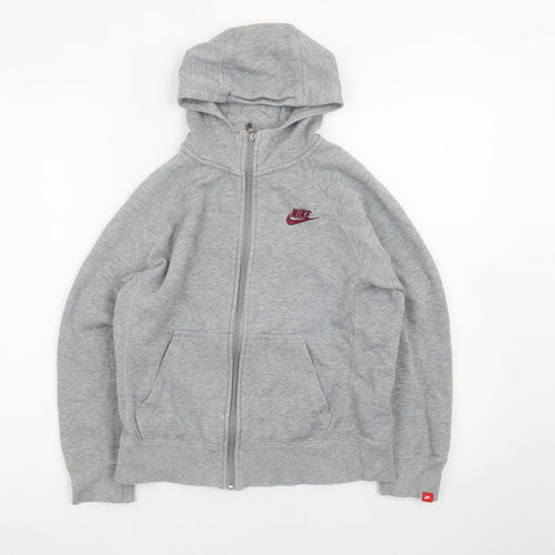 Nike Boys Grey Full Zip Hoodie Size 10-12 Years Fleece Jacket