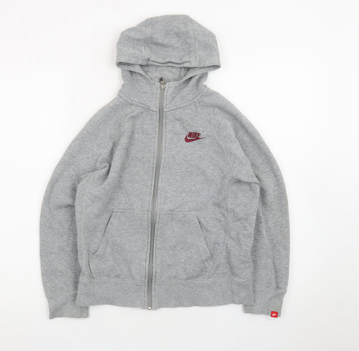 Nike Boys Grey Full Zip Hoodie Size 10-12 Years Fleece Jacket