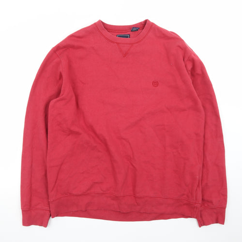 Chaps Men Red Crew Neck Pullover Sweatshirt Size L Cotton Blend