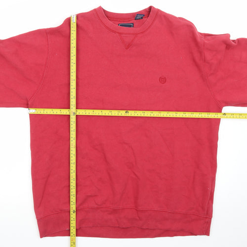 Chaps Men Red Crew Neck Pullover Sweatshirt Size L Cotton Blend