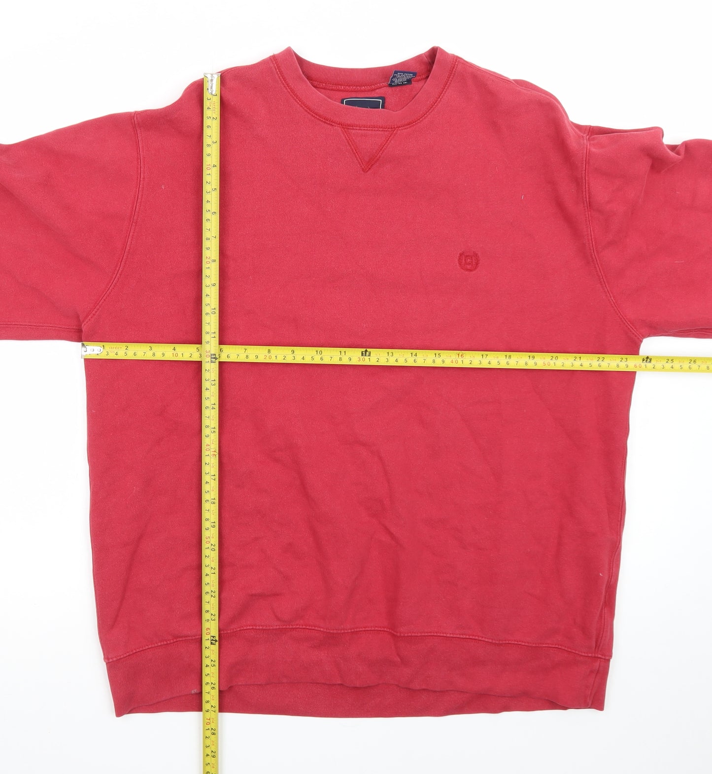 Chaps Men Red Crew Neck Pullover Sweatshirt Size L Cotton Blend