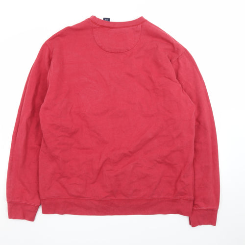 Chaps Men Red Crew Neck Pullover Sweatshirt Size L Cotton Blend