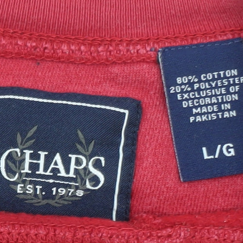 Chaps Men Red Crew Neck Pullover Sweatshirt Size L Cotton Blend
