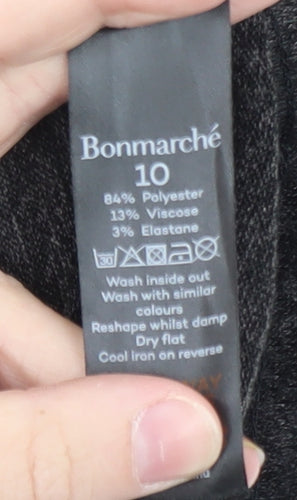 Bonmarché Womens Grey Animal Print Mock Neck Short Sleeve Jumper Size 10
