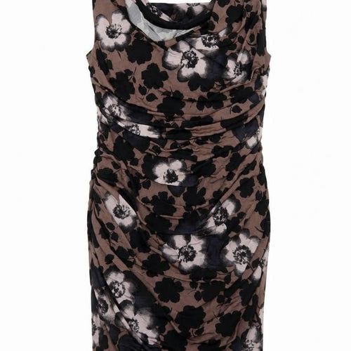 Phase Eight Women's Brown Floral Ruched Bodycon Dress Size 12