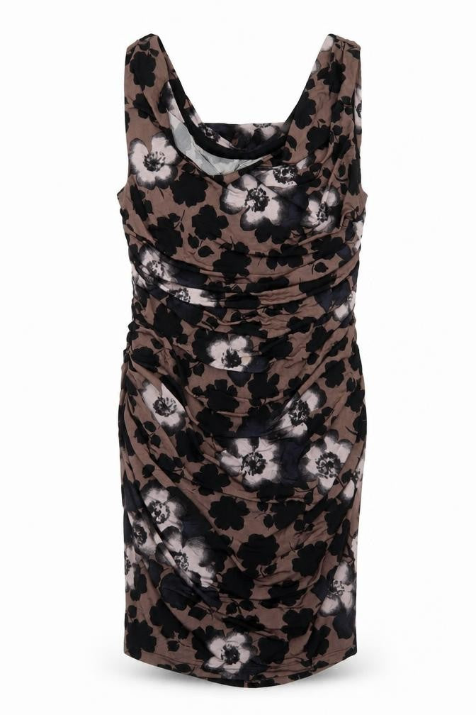 Phase Eight Women's Brown Floral Ruched Bodycon Dress Size 12