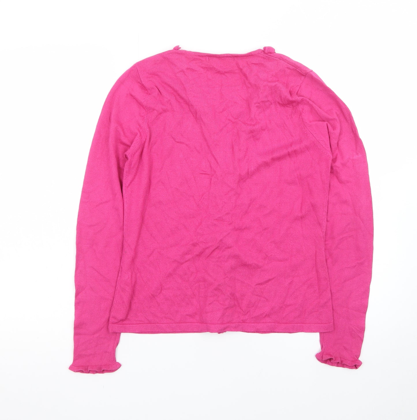 Marks & Spencer Women's Pink V-Neck Ruffle Button Cardigan UK 12
