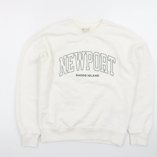 Miss Selfridge Women White Newport Print Pullover Sweatshirt XS