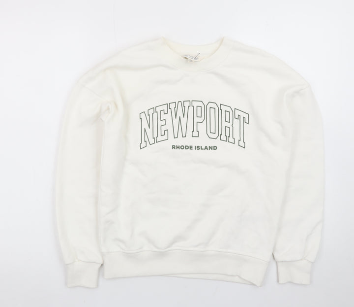 Miss Selfridge Women White Newport Print Pullover Sweatshirt XS