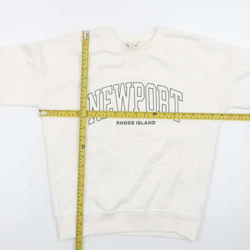 Miss Selfridge Women White Newport Print Pullover Sweatshirt XS