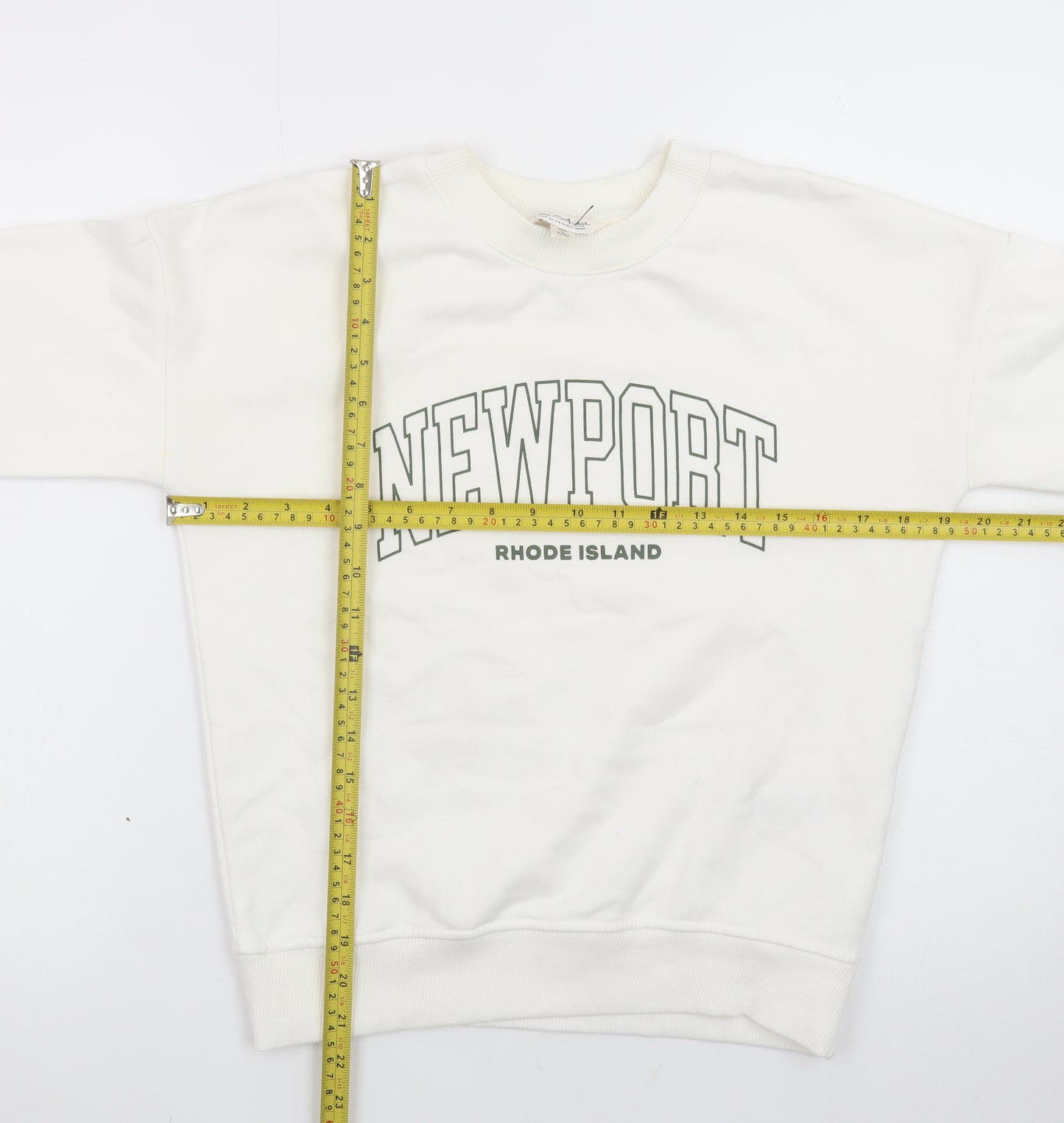 Miss Selfridge Women White Newport Print Pullover Sweatshirt XS
